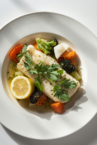 Merluza con verduras al vapor DRA ODILE FERNANDEZ CANCER