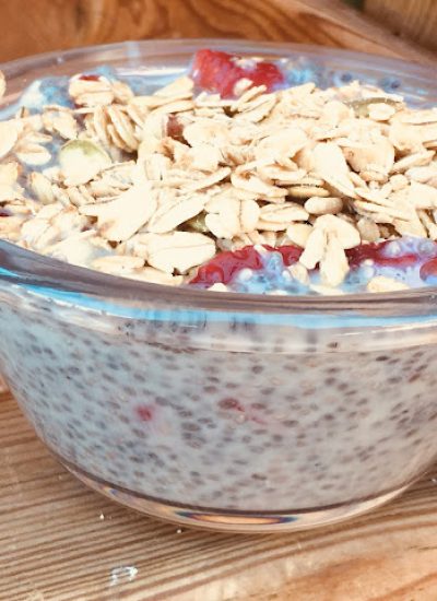 Pudín de avena y fresas